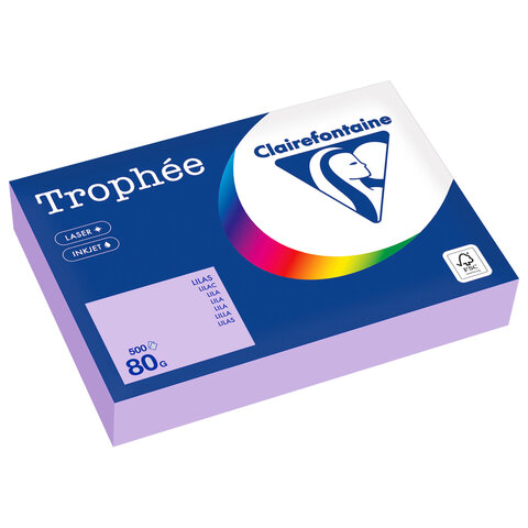 Бумага цветная CLAIREFONTAINE, А4, 80 г/м2, 500 л., пастель, бледно-лиловый, Франция, 1872PC - фото 1