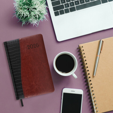 Ежедневник датированный 2026, А5, 138x213 мм, BRAUBERG "Cayman", под кожу, черный/коричневый, 117045 - фото 13