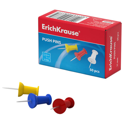Силовые кнопки-гвоздики ERICH KRAUSE "Classic", 50 штук, ассорти, в картонной коробке, 24877 - фото 2