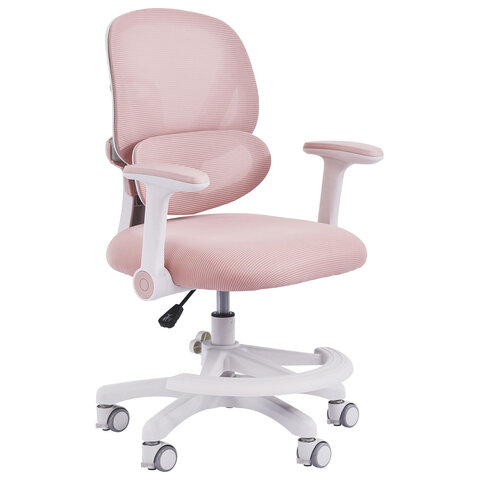 Кресло детское с подставкой для ног BRABIX KIDS "MG-220", сетка/ткань TW, розовое, 533314 - фото 1