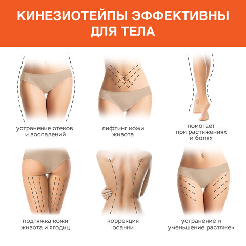 Кинезио тейп/лента для лица и тела, омоложение и восстановление, 5 см х 5 м, синий, DASWERK, 680007 - фото 9