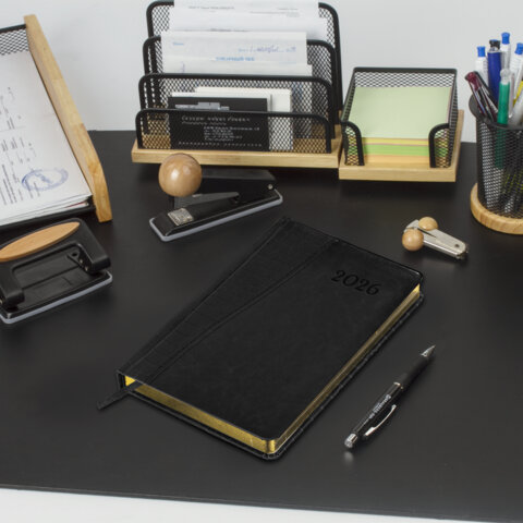 Ежедневник датированный 2026, А5, 138x213 мм, BRAUBERG "Cayman", под кожу, черный, 117047 - фото 13