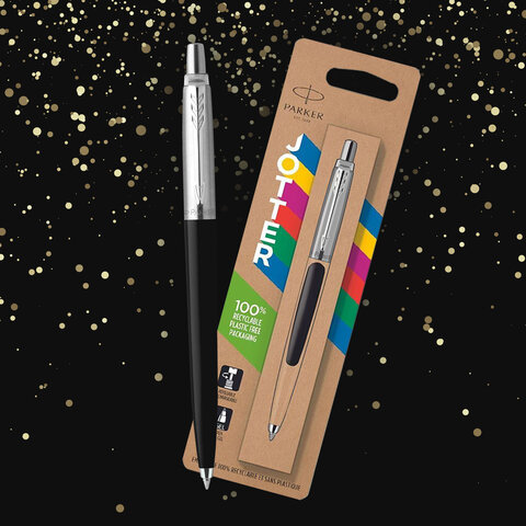 Ручка шариковая PARKER "Jotter Plastic CT", корпус черный, ежедневник А5 черный, белый срез, пакет, 880895 - фото 13