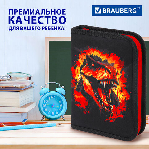 Пенал BRAUBERG с наполнением, 1 отделение, 1 откидная планка, 24 предмета, 21х14 см, "Fire dino", 273535 - фото 15