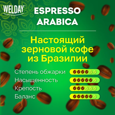 Кофе в зернах WELDAY (ВЭЛДЭЙ) "ESPRESSO Arabica" 1 кг, арабика 100%, 623437, УТ000015160 - фото 8