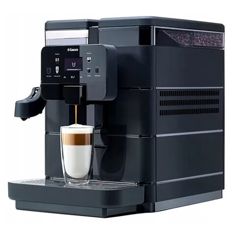 Кофемашина SAECO NEW ROYAL PLUS, 1400 Вт, объем 2,5 л, для зерен 600 г, автокапучинатор, черная, 9J0060 - фото 1