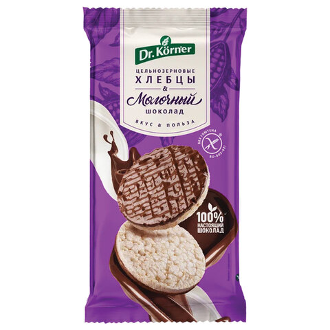 Хлебцы DR.KORNER "Рисовые" в молочном шоколаде, хрустящие, 67 г, пакет, 601090212 - фото 4
