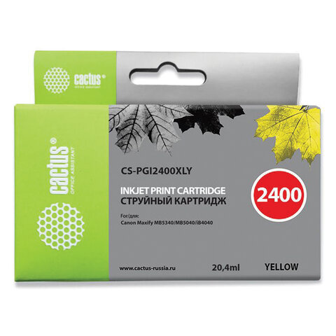 Картридж струйный CACTUS (CS-PGI2400XLY) для CANON iB4040/MB5040/MB5340, желтый - фото 1