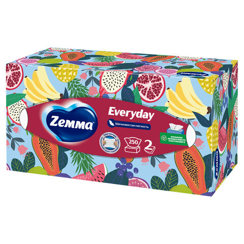 Салфетки косметические 2-слойные в картонном коробе, 250 штук, ZEMMA/ZEWA Everyday, 86791 - фото 2