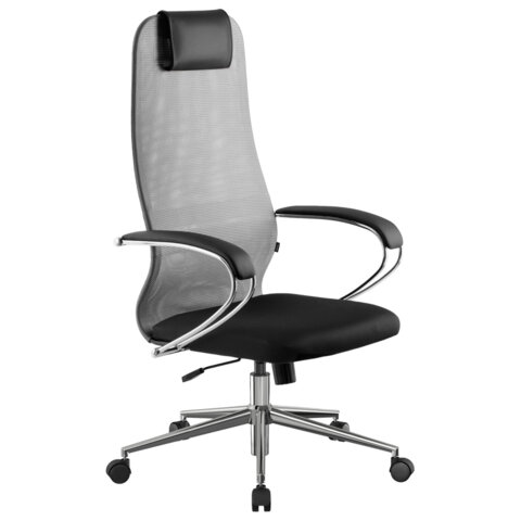 Кресло офисное BRABIX PREMIUM "Ultimate EX-800" хром, плотная двойная сетка Х2, черное/серое, 532912 - фото 3