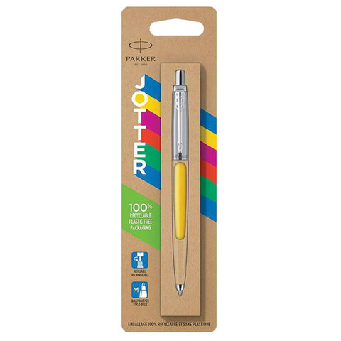 Ручка шариковая PARKER "Jotter Orig Yellow", корпус желтый, нержавеющая сталь, блистер, синяя, 2076056 - фото 5