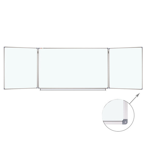 Доска магнитно-маркерная 3-х элементная 100х150/300 см, 5 рабочих поверхностей, белая, STAFF, 238010 - фото 2