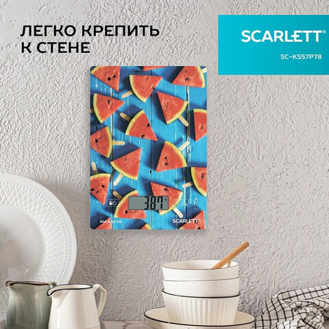 Весы кухонные SCARLETT SC-KS57P78, электронный дисплей, max вес 10 кг, тарокомпенсация, стекло - фото 4