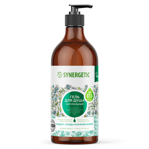 Гель для душа 750 мл SYNERGETIC "Сандал и ягода можжевельника", натуральный биоразлагаемый, 400011 - фото 1