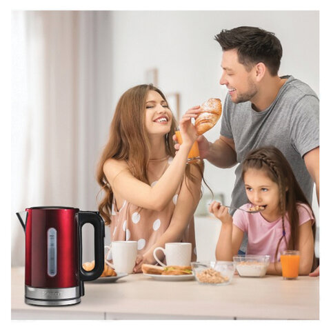 Чайник SCARLETT SC-EK21S78, 1,7 л, 2200 Вт, закрытый нагревательный элемент, ТЕРМОРЕГУЛЯТОР, сталь, бордовый - фото 7