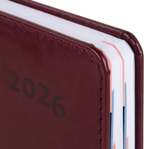 Ежедневник датированный 2026 А5 148х218 мм, GALANT "Ritter", под кожу, бордовый, 117493 - фото 4