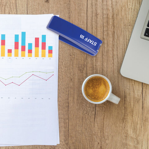 Степлер №24/6, 26/6 STAFF "Basic", до 20 листов, синий, 227406 - фото 9