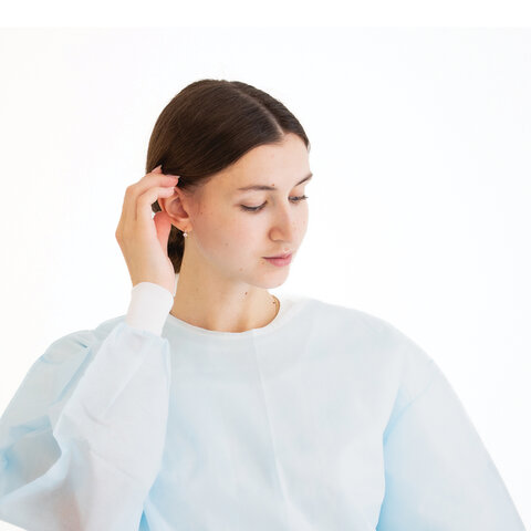 Халат хирургический стерильный 140 см, 52-54 р., манжета, спанбонд 25 г/м2, ГЕКСА, голубой - фото 17