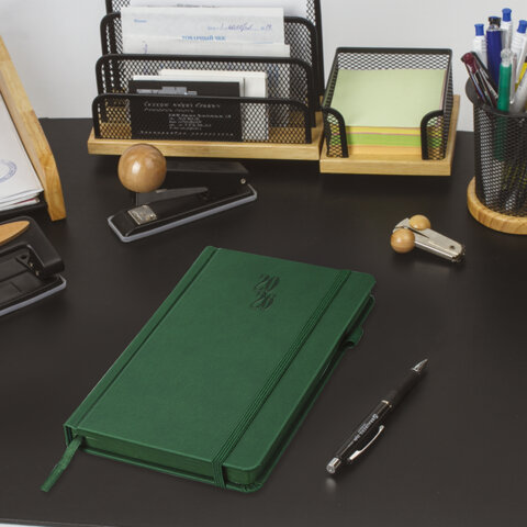 Ежедневник датированный 2026, А5, 138х213 мм, BRAUBERG "Plain", под кожу, резинка, держатель для ручки, темно-зеленый, 117507 - фото 13