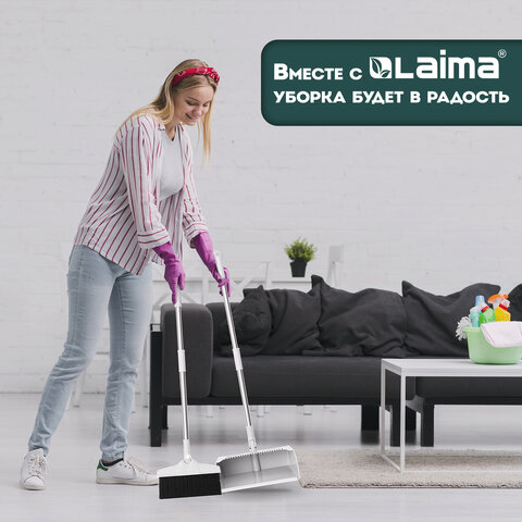 Совок для мусора + щётка на телескопических рукоятках 59-93 см, бело-серый, LAIMA, 608952 - фото 19
