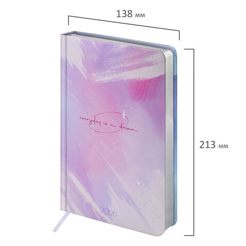 Ежедневник датированный 2026 А5 138x213 мм, BRAUBERG "Vista", под кожу твердый, "Pastel", 117458 - фото 2