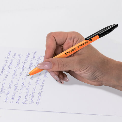 Ручка шариковая BRAUBERG "ULTRA ORANGE", ЧЕРНАЯ, узел 0,7 мм, чернила ГЕРМАНИЯ, наконечник ШВЕЙЦАРИЯ, 143563 - фото 8