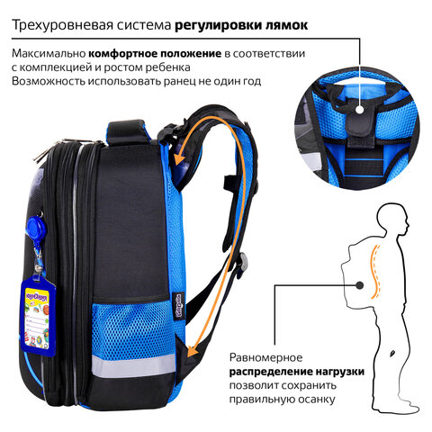 Ранец ЮНЛАНДИЯ EXTRA с дополнительным объемом, 2 отделения, "Soccer ball", 38х29х18 см, 270677 - фото 15