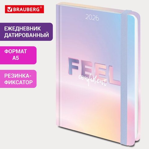 Ежедневник датированный 2026 с резинкой 145х203 мм, А5, BRAUBERG, твердый, "Нежность", 117347 - фото 10