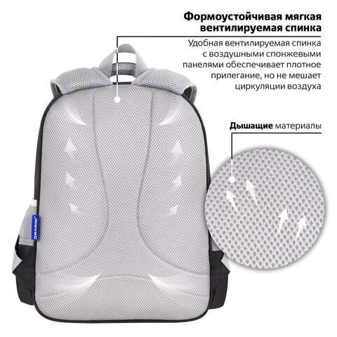 Рюкзак BRAUBERG SNAP, 2 отделения, 3 кармана, "Original black", 39х28х16 см, 272066 - фото 10