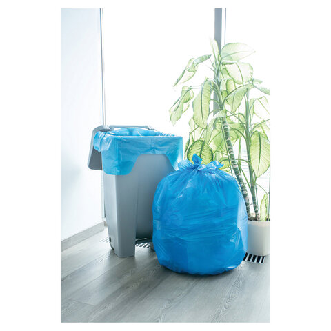 Мешки для мусора 160 л, с ушками, синие, рулон 10 шт., ПВД, 30 мкм, 90х125 см, PACLAN "Multitop", 134442 - фото 4