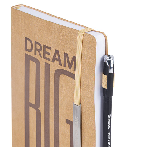 Ежедневник недатированный А5 138х213 мм BRAUBERG "BeStyle", под кожу, резинка, держатель, 160 л., песочный, 116216 - фото 5