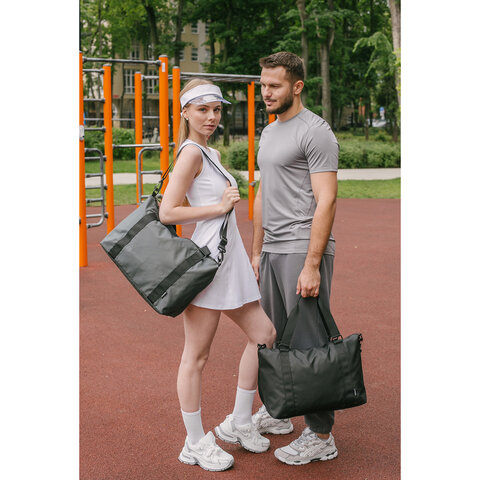 Сумка спортивная HEIKKI QUICK MOVE (ХЕЙКИ), карман на молнии, багажная лента, серая, 41х32х15 см, 273879 - фото 14
