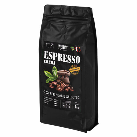 Кофе в зернах WELDAY (ВЭЛДЭЙ) "ESPRESSO Crema" 1 кг, 623439, УТ000015180 - фото 1