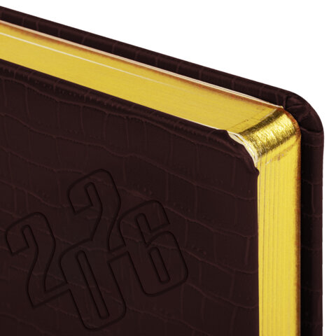 Ежедневник датированный 2026, А5, 138x213 мм, BRAUBERG "Comodo", под кожу, коричневый, 117051 - фото 3