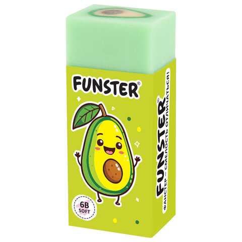 Ластики FUNSTER (ФАНСТЕР) "AVOCADO", НАБОР 3 штуки, 50х21х16 мм, прямоугольные, картонный держатель, экологичный ПВХ, блистер, 272724 - фото 4