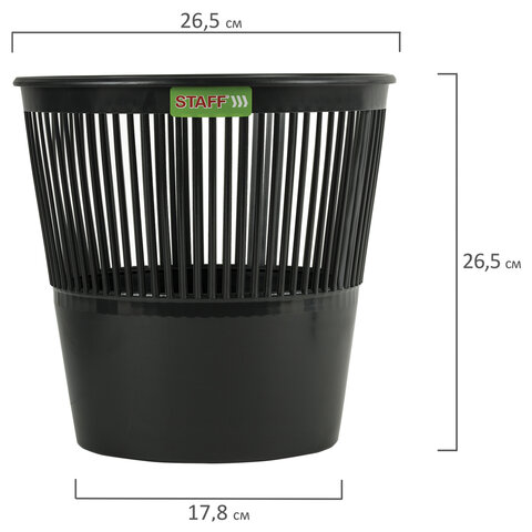 Корзина для бумаг STAFF "Basic" ЭКОНОМ, сетчатая, 9 л, черная, 238254 - фото 5