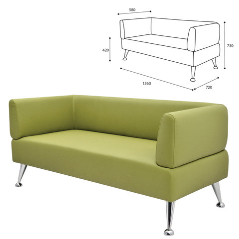 Диван мягкий трехместный "Норд", "V-700", 1560х720х730 мм, c подлокотниками, экокожа, светло-зеленый - фото 1