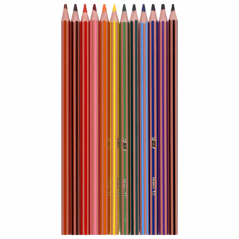 Карандаши цветные BIC "Evolution Stripes", 12 цветов, шестигранные, грифель 9505221 - фото 3