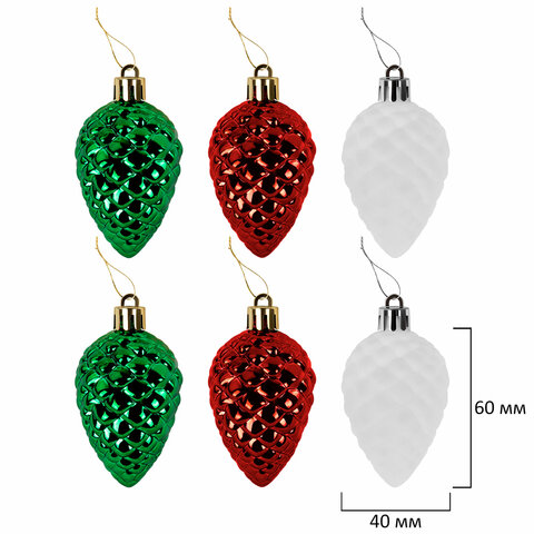 Шары ёлочные НАБОР 132 предмета "Red&Green", красный/зеленый/белый, пластик, ЗОЛОТАЯ СКАЗКА, 592180 - фото 7