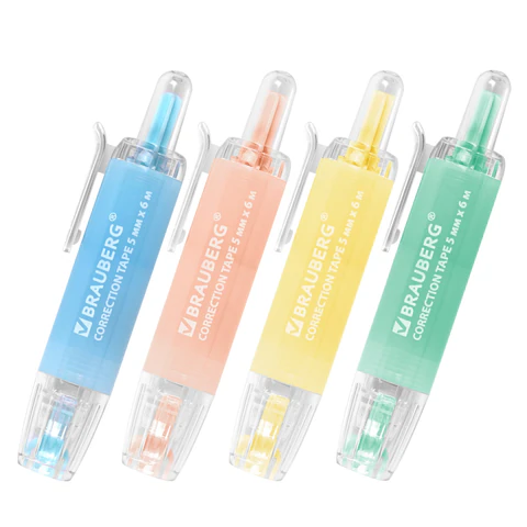 Корректирующая лента BRAUBERG PASTEL 360, 5 мм х 6 м, ассорти, автоматическая, блистер, 272662 - фото 2