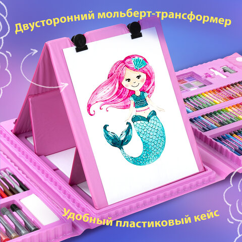 Набор ЮНОГО ХУДОЖНИКА "Единорог" для рисования и творчества с мольбертом ПИФАГОР, 208 предметов, 664631 - фото 9