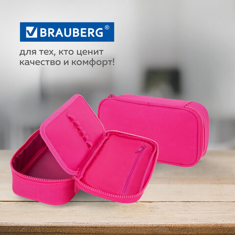 Пенал-косметичка BRAUBERG, 1 отделение, органайзер, полиэстер, 22х11,5x6 см, розовый, 272310 - фото 14