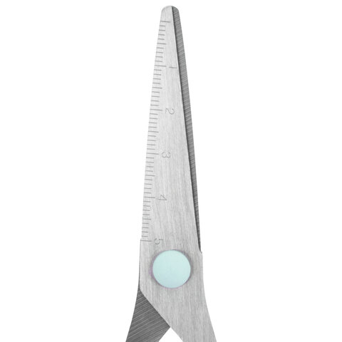 Ножницы BRAUBERG KIDS 130 мм, ручки мятные, закругленные лезвия с линейкой, 274062 - фото 4