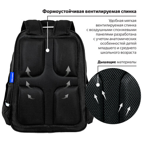 Рюкзак BRAUBERG SOFT, 2 отделения, 3 кармана, "Dark night", СВЕТООТРАЖАЮЩИЙ ПРИНТ, 40х31х15 см, 273119 - фото 14