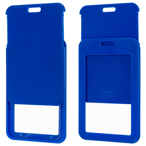 Бейдж вертикальный (85х54 мм), лента 45 см с карабином, СЛАЙДЕР, синий, BRAUBERG EXTRA, 238830 - фото 7