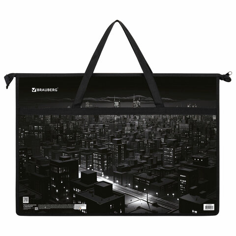 Папка для рисунков и чертежей с ручками BRAUBERG А3, пластик, молния сверху, "Night city", 273410 - фото 3