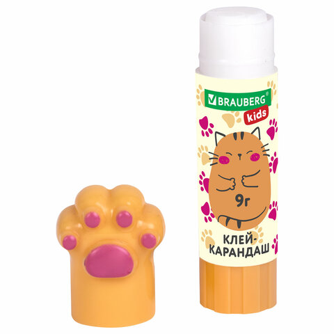 Клей-карандаш "Лапки" Cat Paw, 9 г, фигурный колпачок, 3 шт. на блистере, BRAUBERG KIDS, 271982 - фото 7