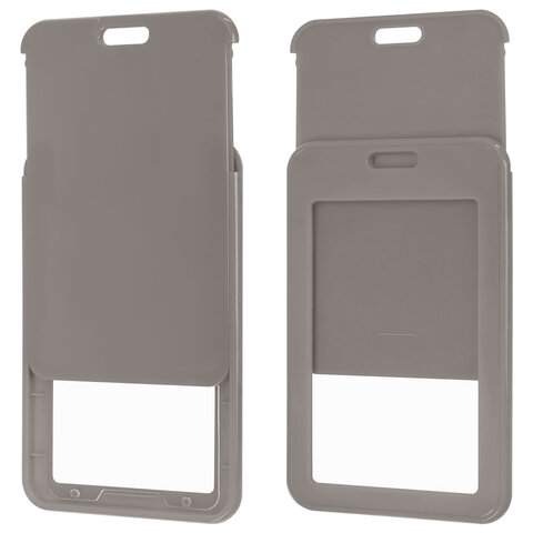 Бейдж вертикальный (85х54 мм), с рулеткой 70 см с клипом, СЛАЙДЕР, серый, BRAUBERG EXTRA, 238846 - фото 7