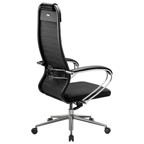 Кресло офисное МЕТТА "К-27" хром, ткань, сиденье и спинка мягкие, черное - фото 10