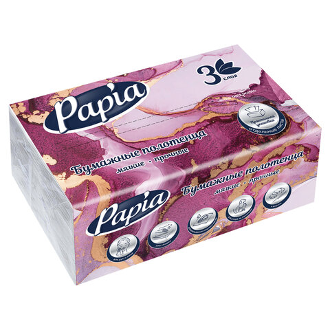 Полотенца бумажные (1 пачка – 100 листов) PAPIA (H3) UNIT PACK, 3-слойные, 23х20,5 см, V-сложение, 5090823 - фото 5